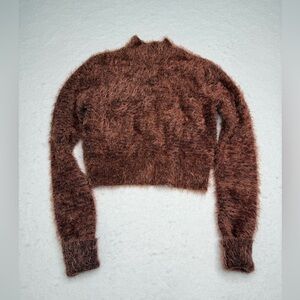 Express Cozy Brown Fuzzy Turtleneck Sweater Pre-Owned Size S **worn once**